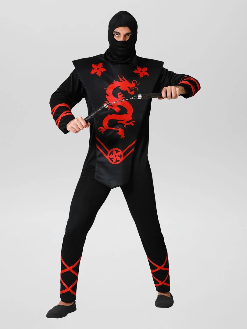 Déguisement de Ninja 3 pièces Noir / rouge