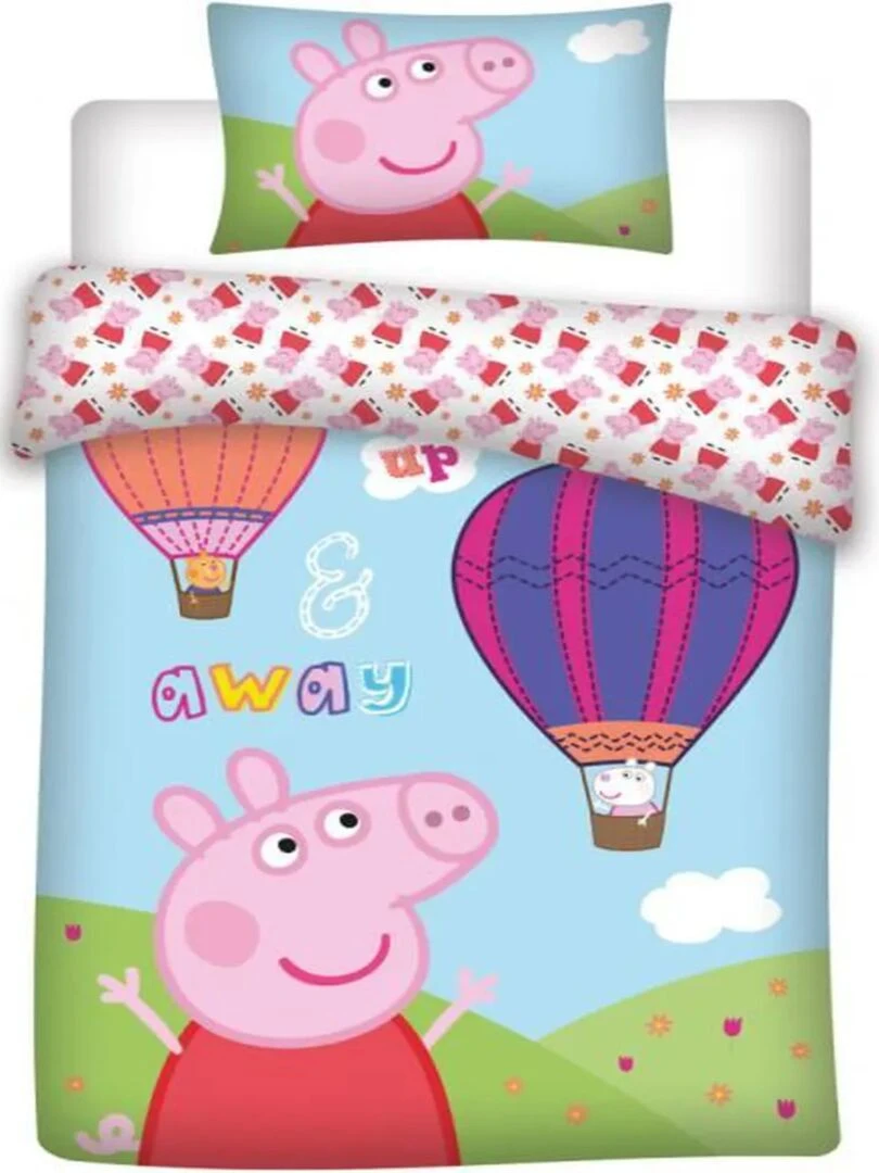 Parure de Lit Bébé Coton Montgolfière Rose