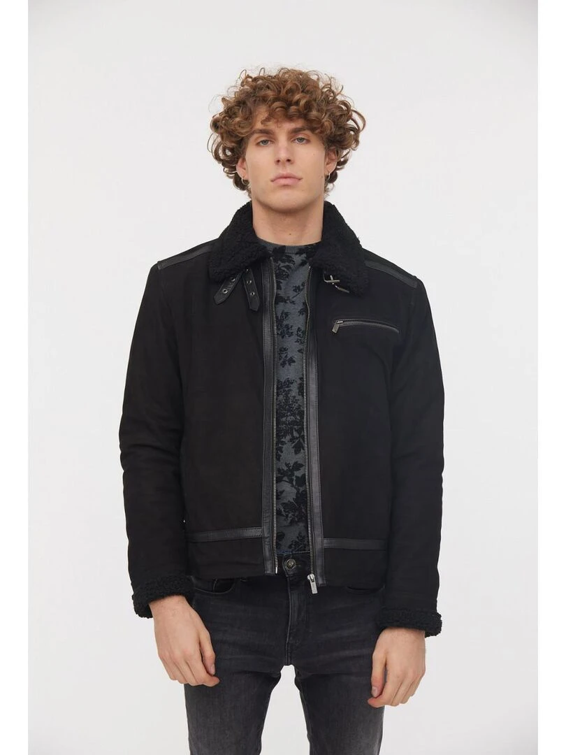 Lee Cooper   Blouson cuir  YAO   Noir