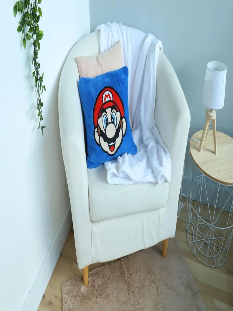 Coussin Plaid 2 en 1 Peach Super Mario 140x100 cm 100% Polyester Bleu
