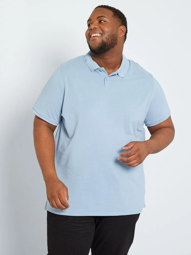Polo en maille piqué bleu denim