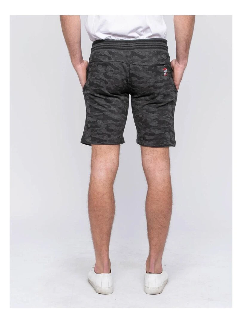 Bermuda molleton motif militaire BANVOU Gris