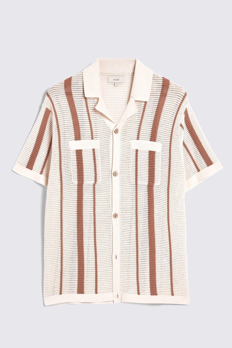 Pink & Green Open Knitted Skipper Polo   Buy Online at Moss