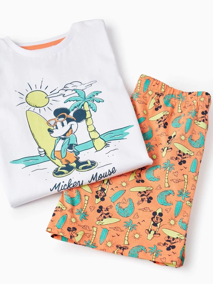 Pyjama en coton pour garçon 'Mickey' manches courtes MICKEY   Blanc