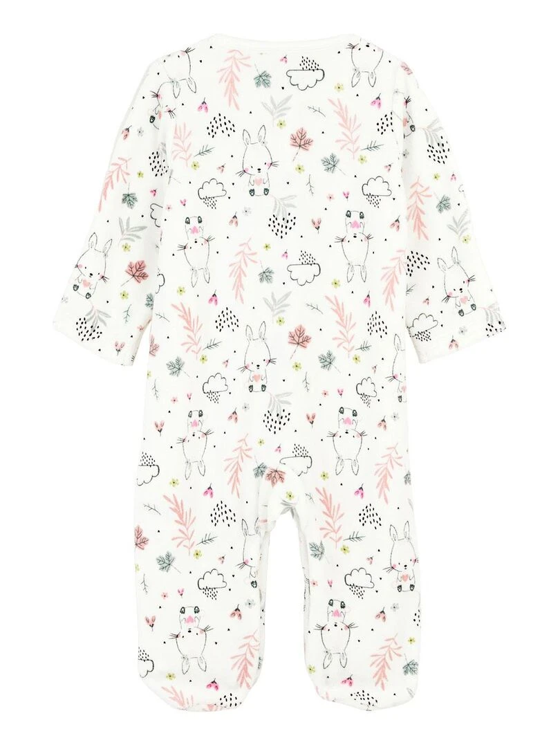 Pyjama bébé en velours Happy Bunny Ecru