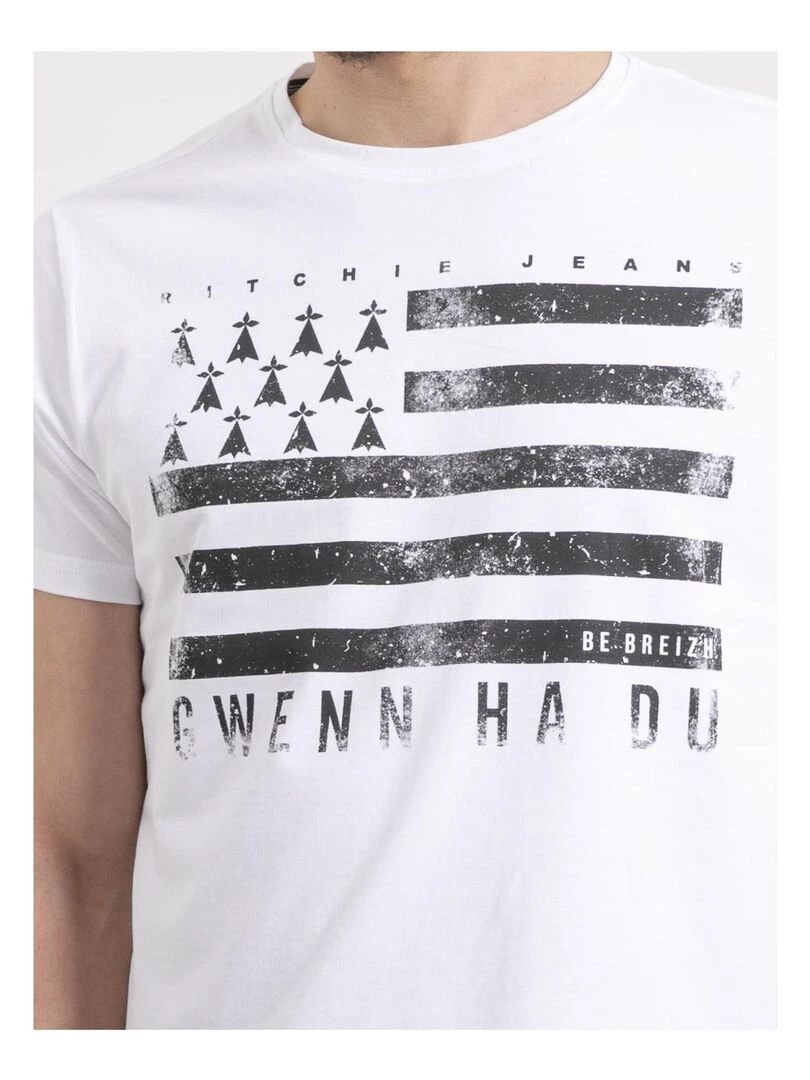 T shirt col rond pur coton NEVENOU   Blanc