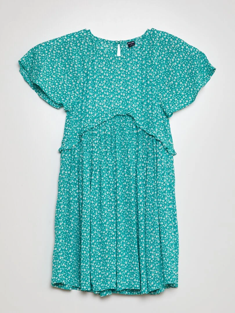 Robe imprimée à volant Vert
