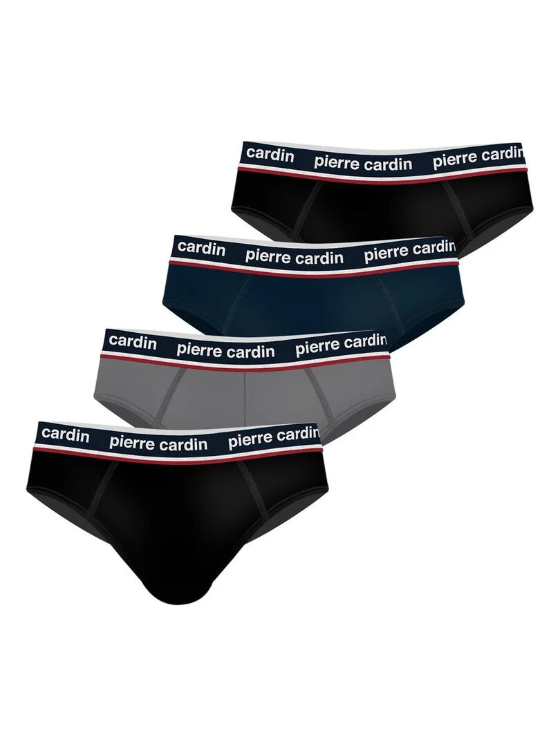 Lot de 4 slips homme en coton Uni French Pierrecardin Noir