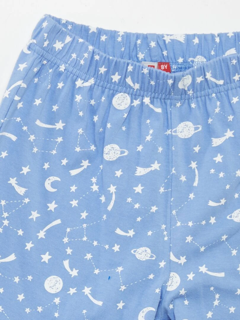 Pyjama court t shirt + short   2 pièces   Bleu