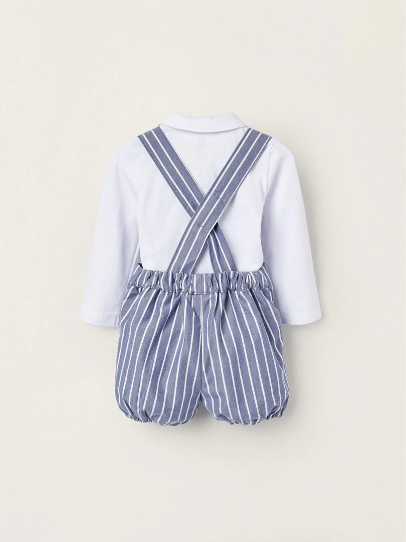 Bodies + Pantalon avec Bretelles pour Nouveau Né ATLANTIC COMPANY Bleu