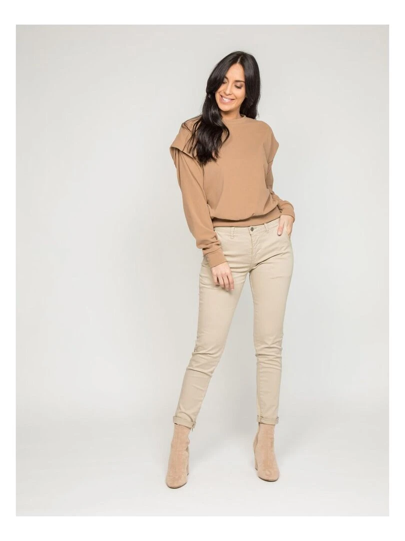 Pull col rond YAHOU   Beige