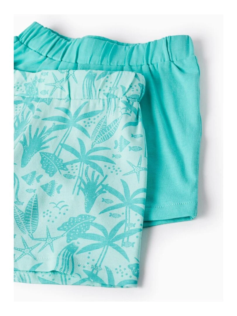 2 Shorts en Jersey de Coton pour Bébé Fille Vert clair