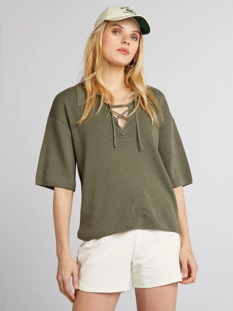 Pull en tricot   Kaki