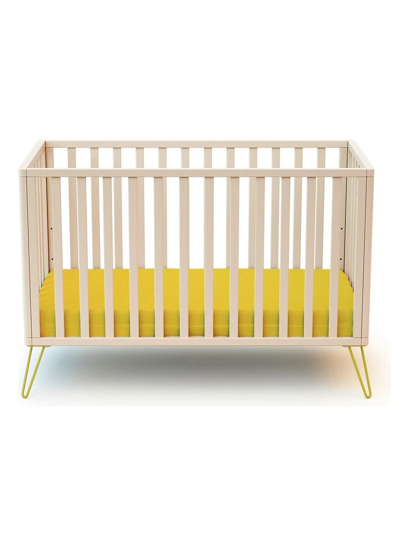 JURABABY Lit bébé Only en bois   Blanc Jaune