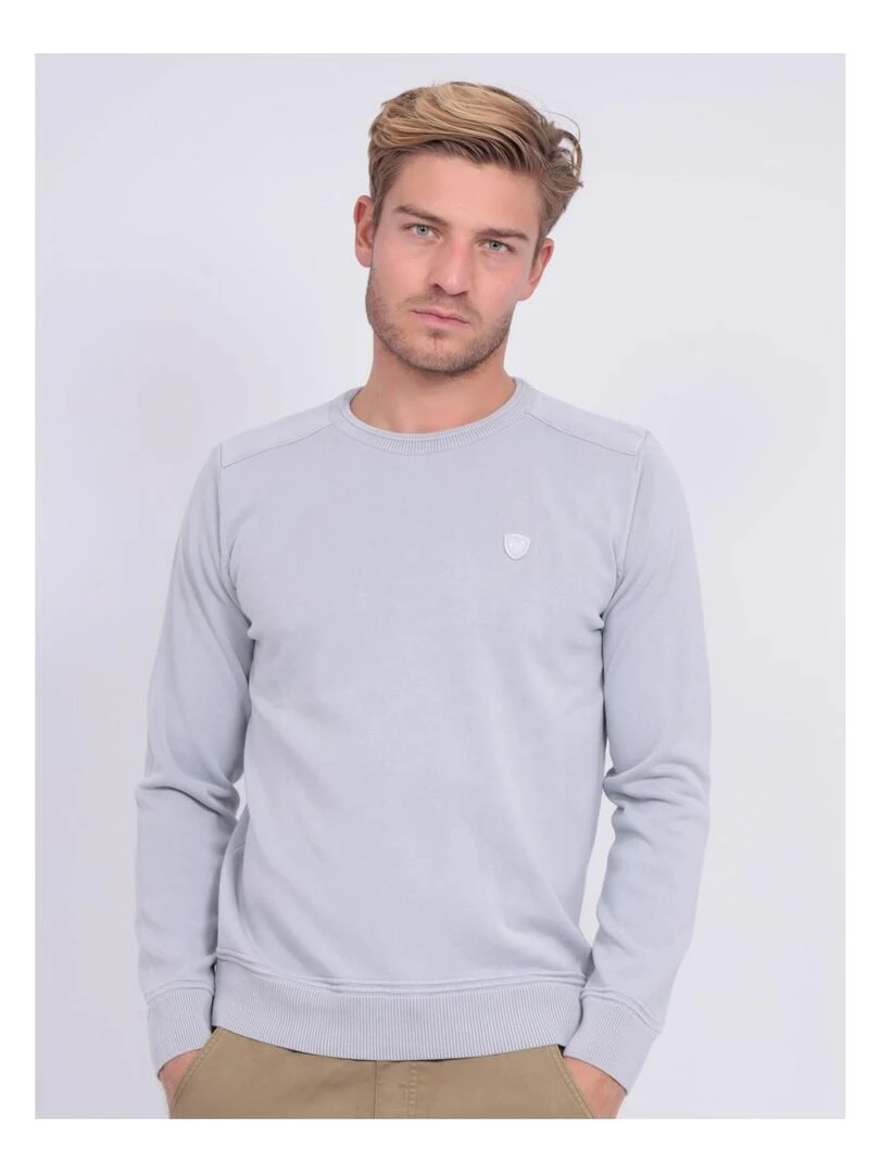 Pull fin col rond coton ARTHUR Gris clair
