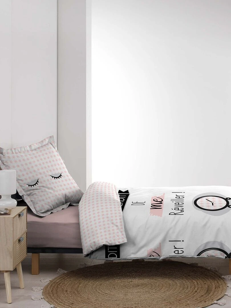 Housse de couette Interdit de me reveiller   Blanc