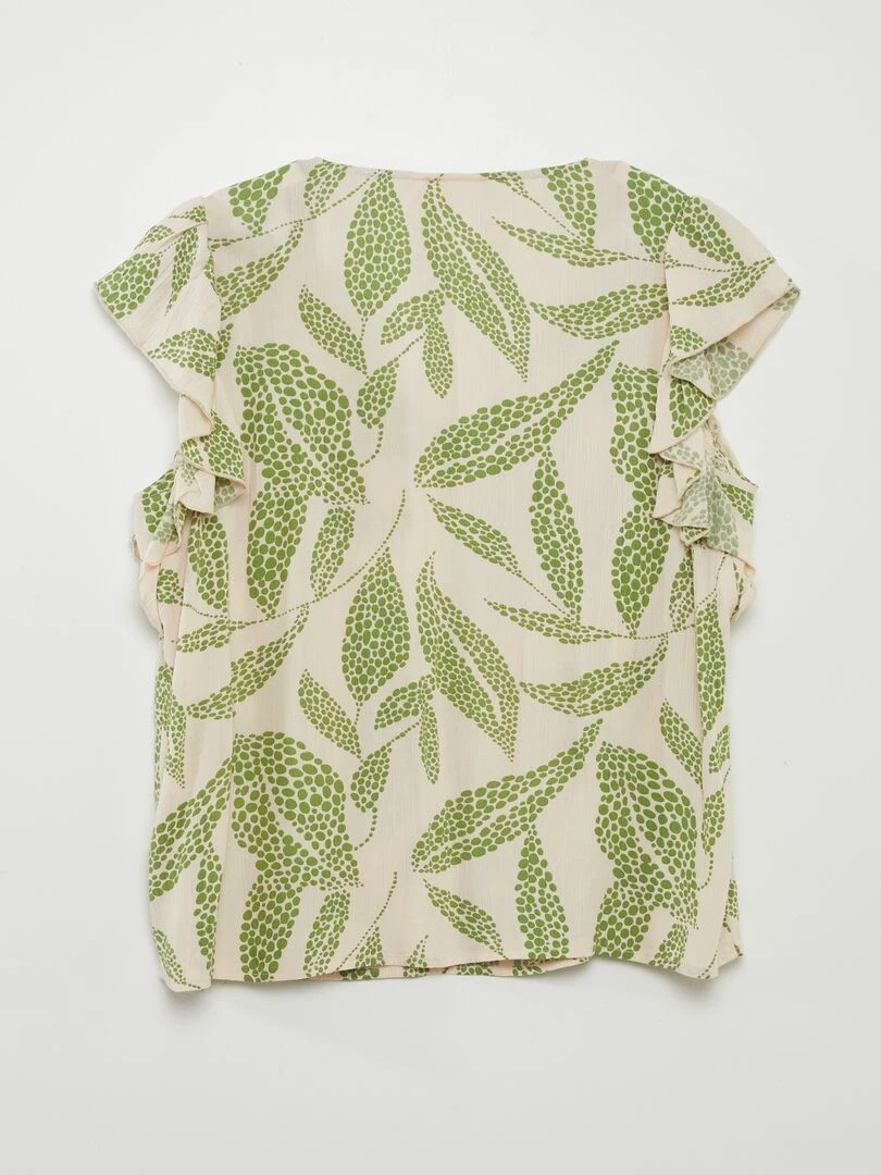 Blouse sans manches volantée   Beige