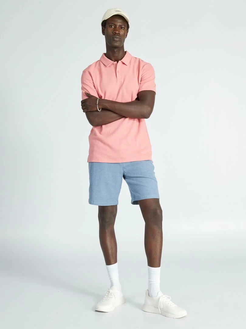 Bermuda uni à taille élastiquée Bleu