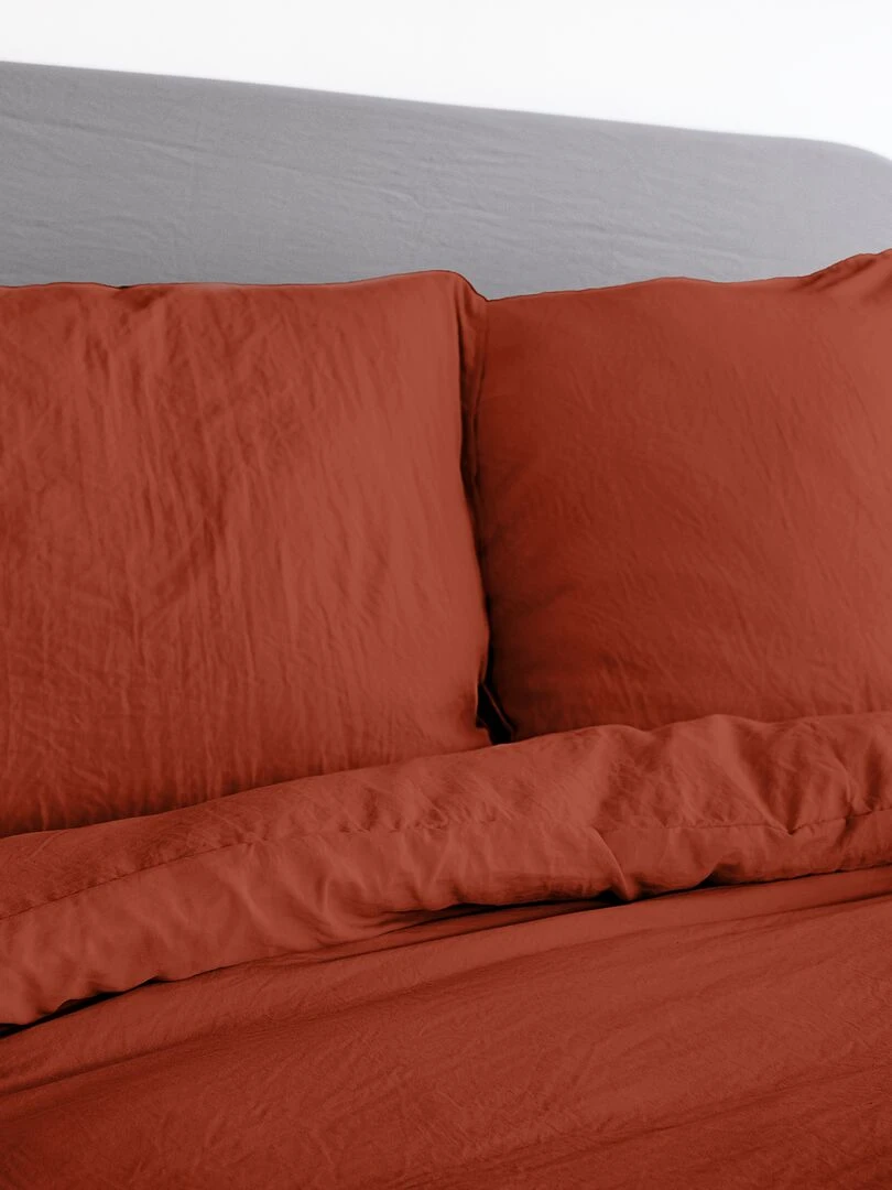 Parure de lit unie ultra douce 2 personnes Terracotta