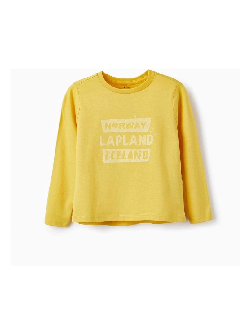 T Shirt à manches longues en coton pour fille 'Norway' manches longues  NORTHERN CALLING   Jaune clair