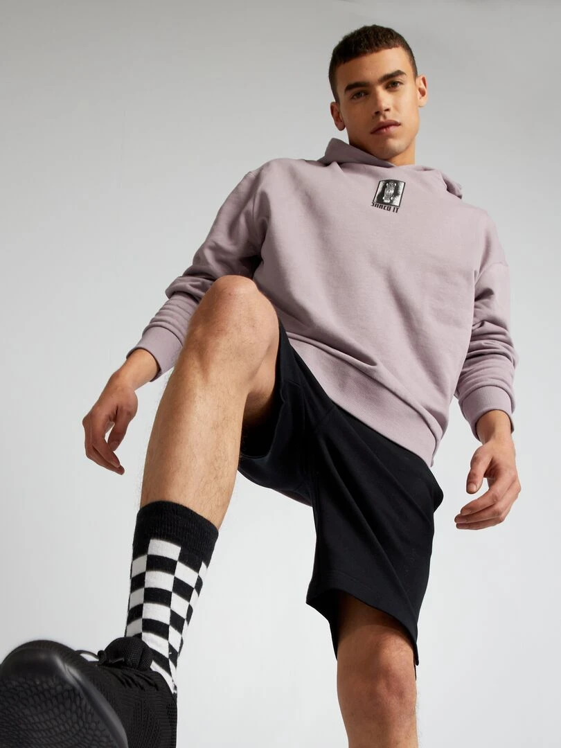 T shirt en coton imprimé à col rond   Blanc