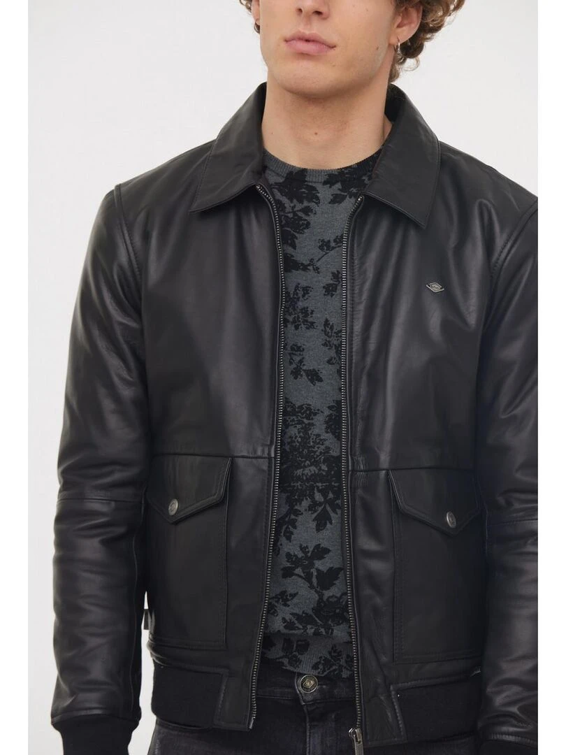Lee Cooper   Blouson cuir  YATHAN   Noir