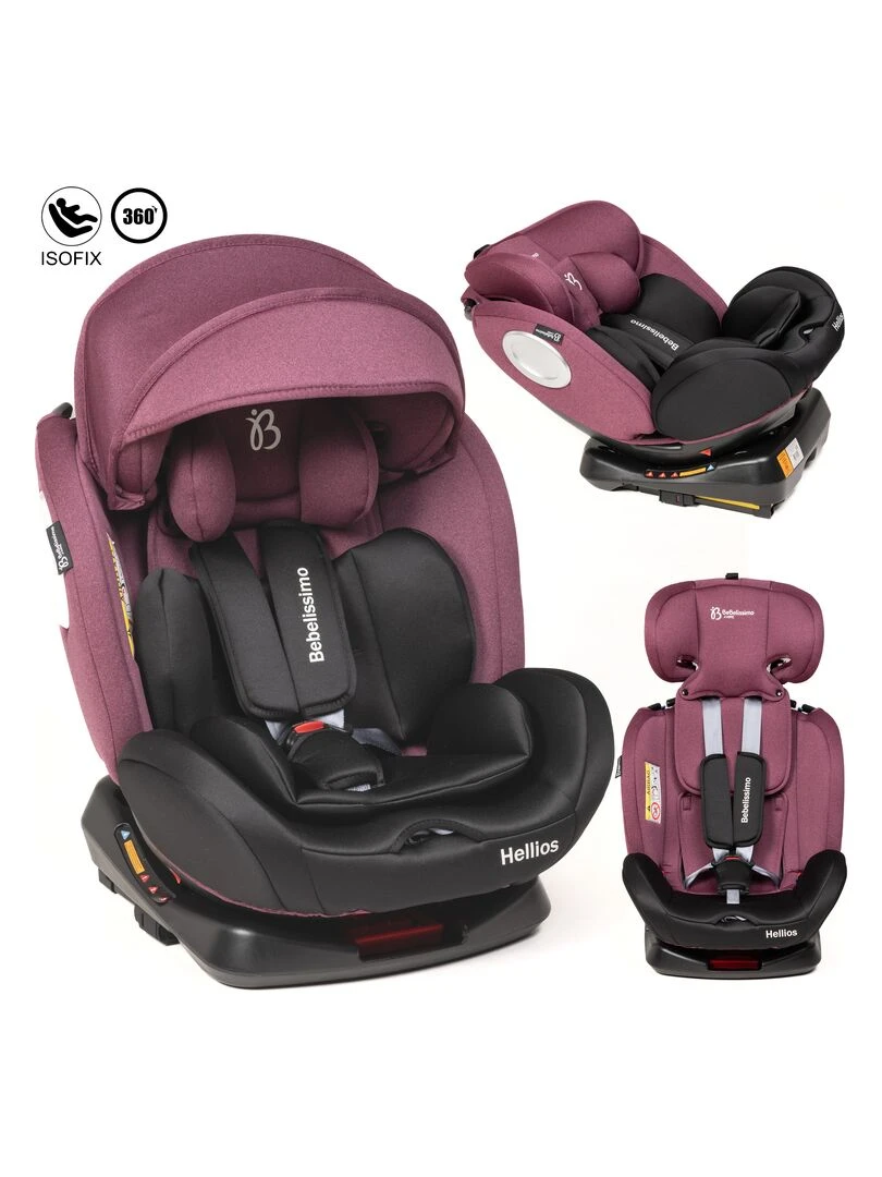 BEBELISSIMO Siège auto Isofix pivotant 360 ° groupe 0+/1/2/3 (0 36kg) Hellios Plus bordea Bordeaux