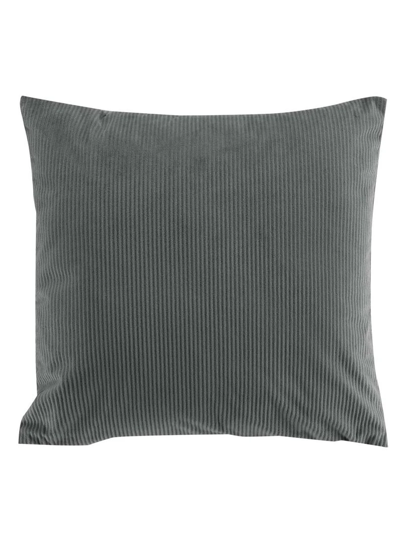 Coussin déhoussable en velours côtelé gris anthracite