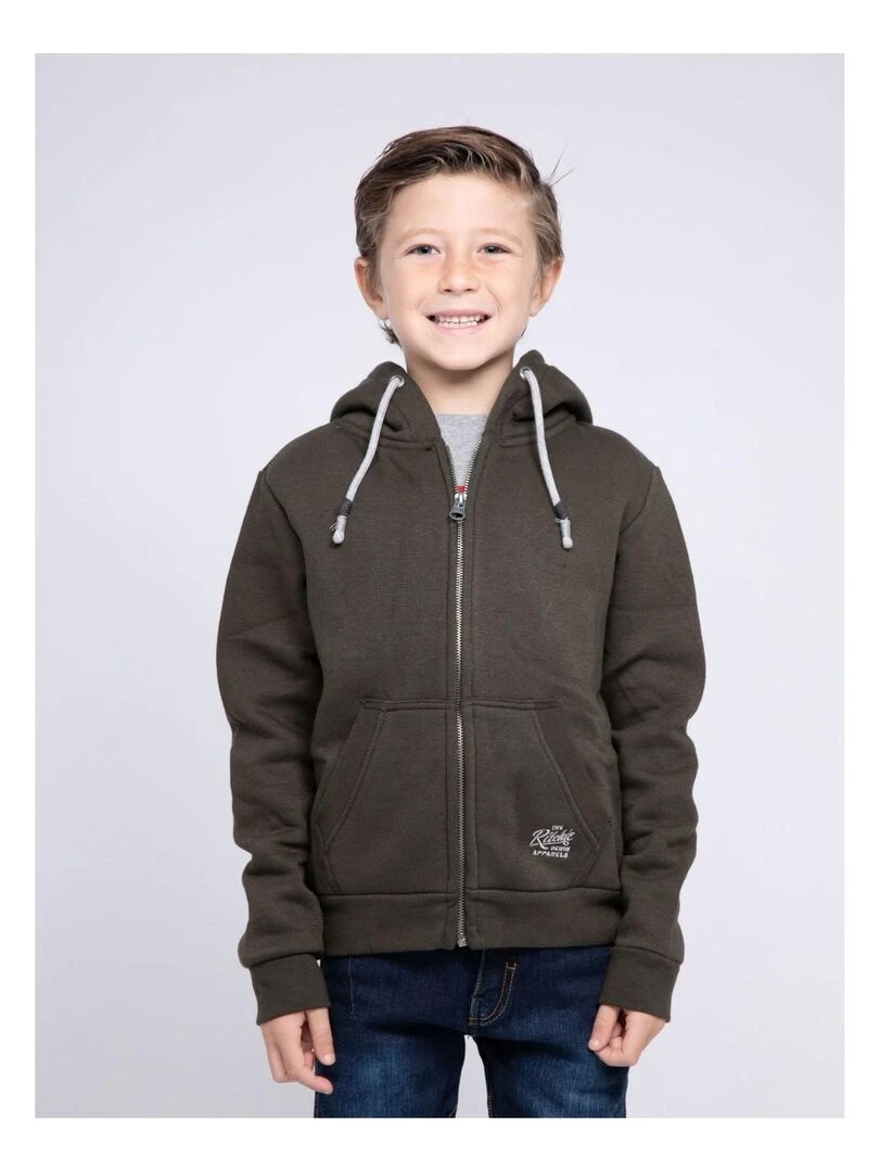 Sweat zippé capuche WAMIN J Kaki