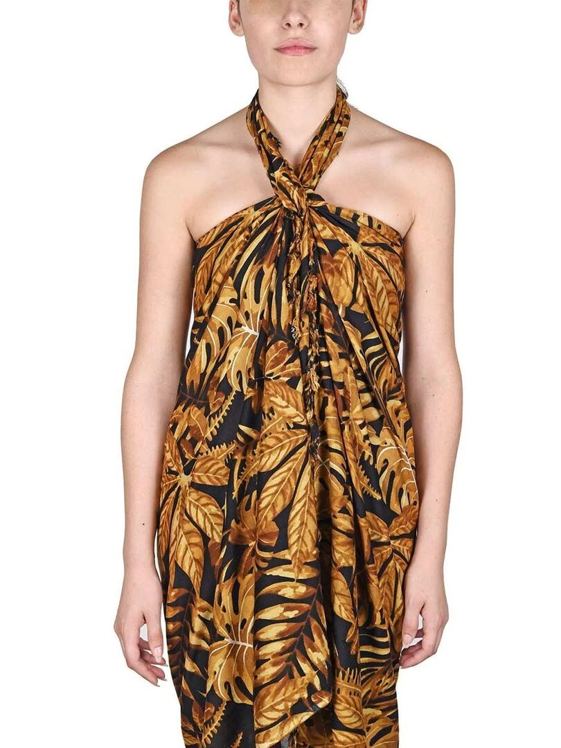 Paréo Batik Bambus   Marron