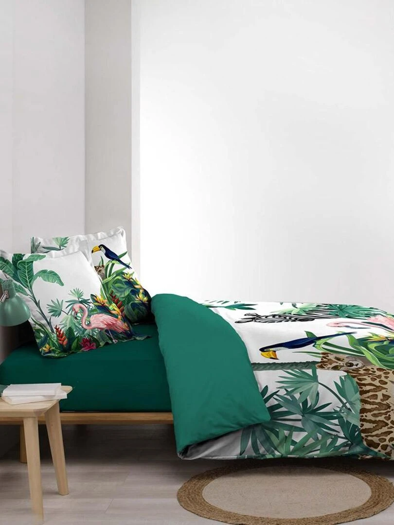 Housse de couette 240x220 Exotica + 2 taies coton   Vert