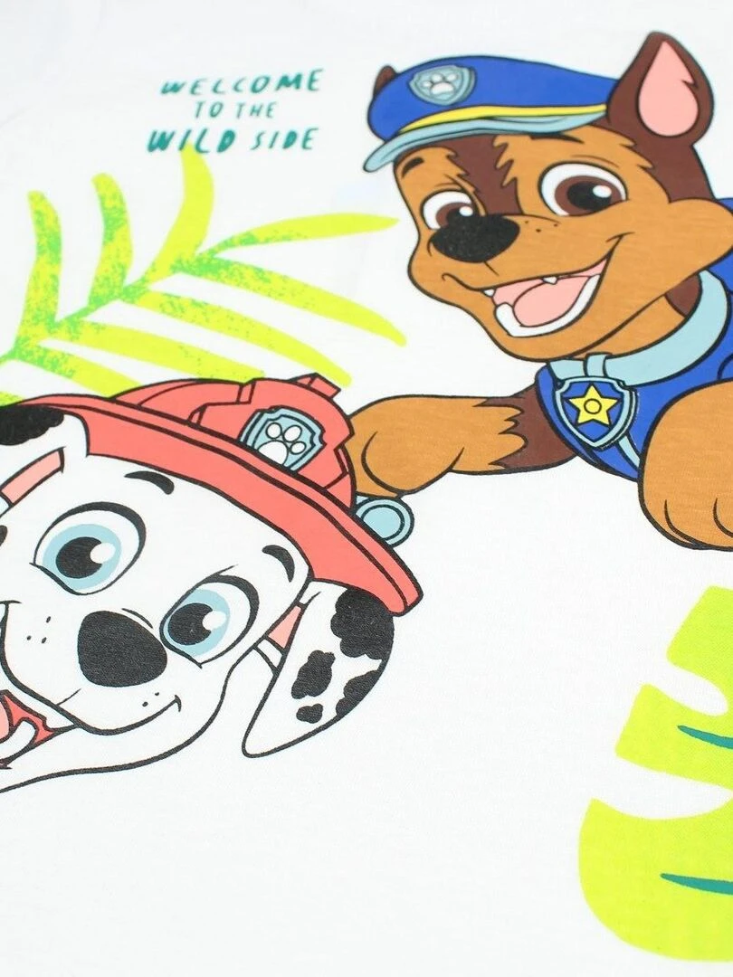 Paw Patrol   Ensemble T shirt short garçon Imprimé La Pat' Patrouille   Blanc