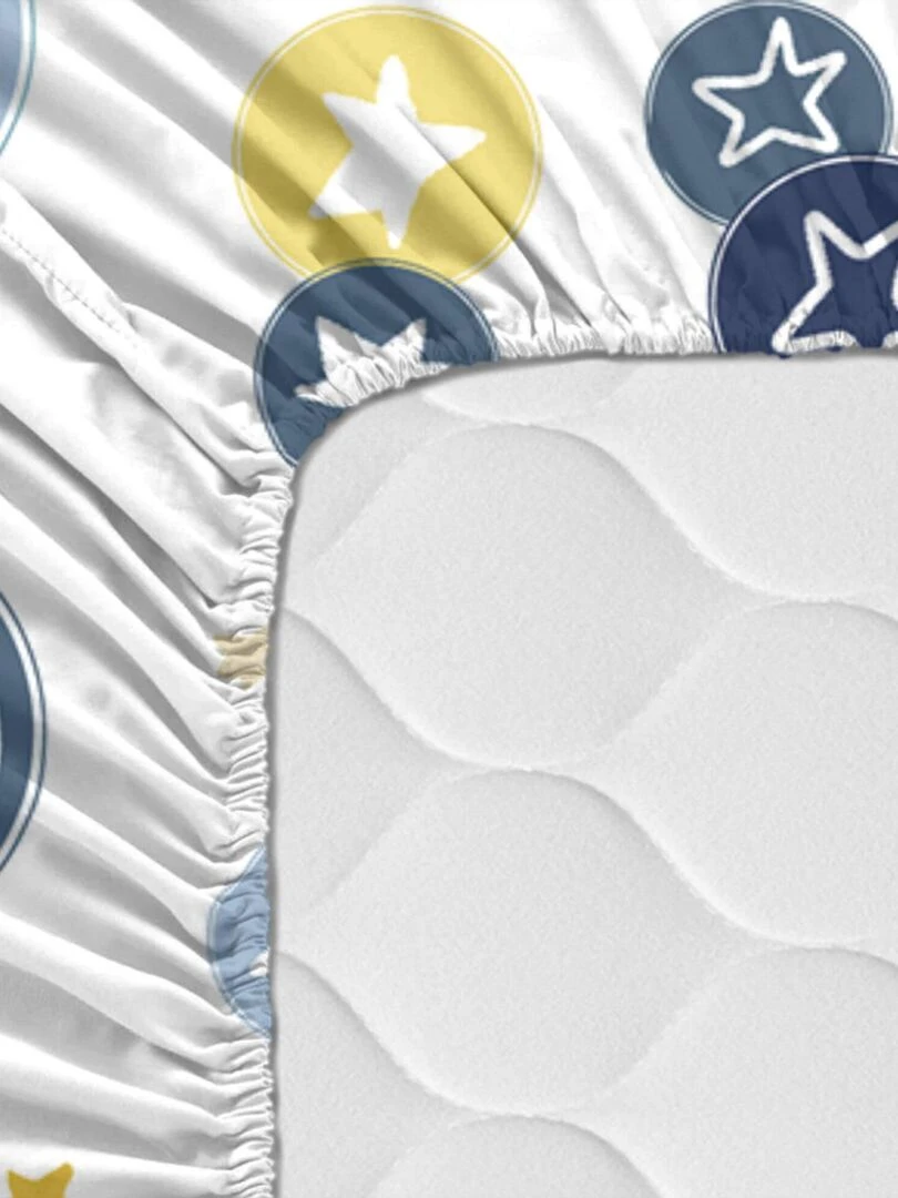 Drap housse La nuit Berceau "Happyfriday"   Blanc