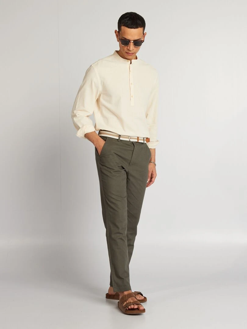 Chemisier à col tunisien undyed   Blanc