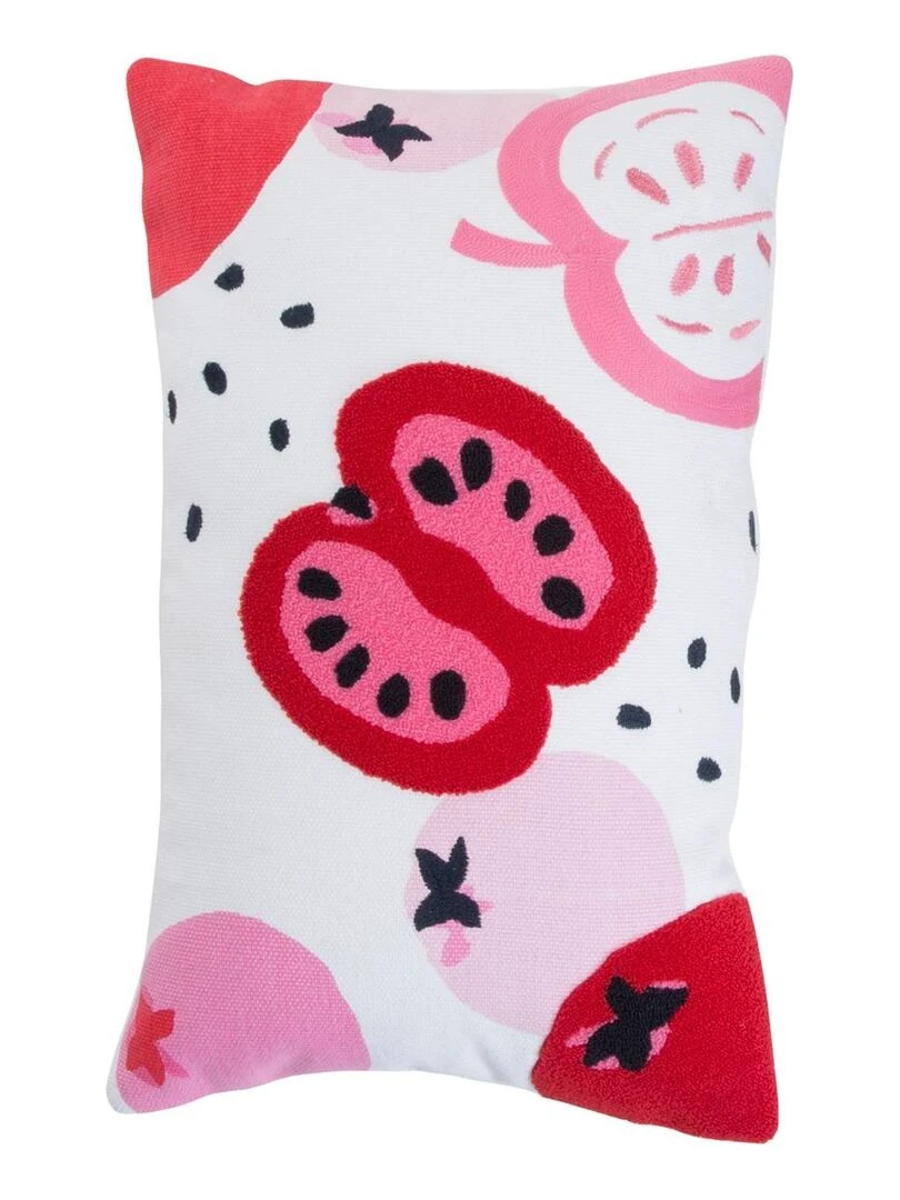 Coussin rectangulaire décoratif Catimini enfant motif pommes 30x50 cm 100% Coton Rose
