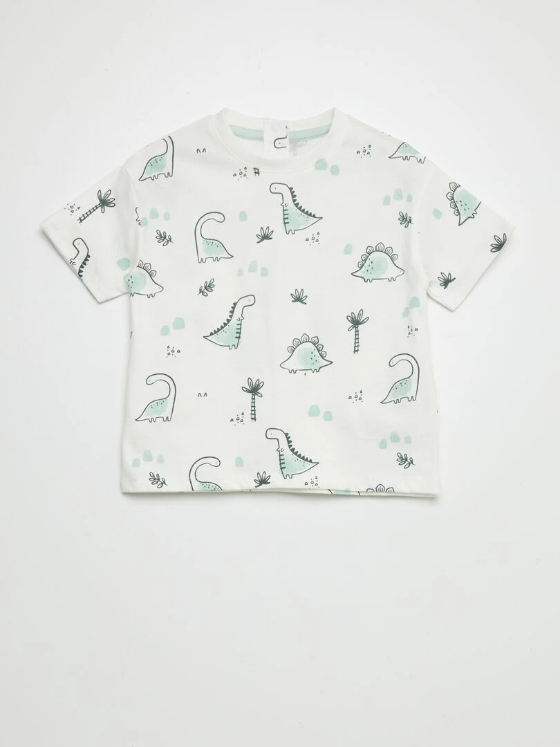 Ensemble t shirt + short en french terry   2 pièces   Blanc