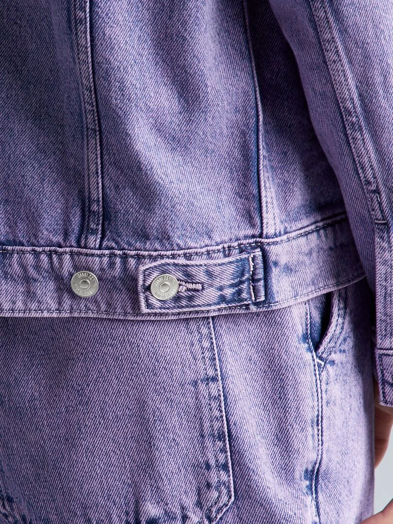 Veste à capuche en jean délavé   Violet