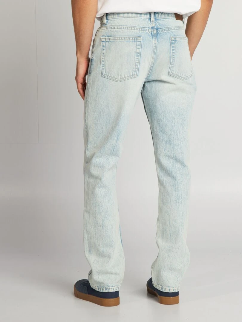 Jean droit à 5 poches effet délavé   Bleu