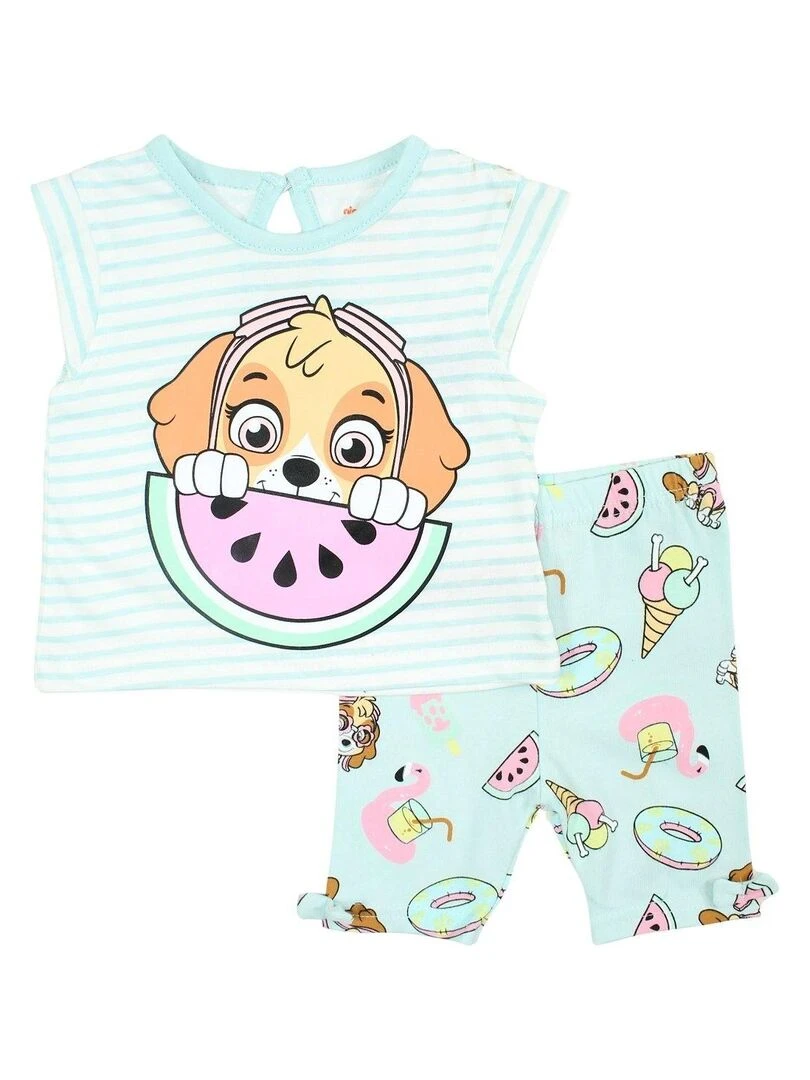 Paw Patrol Ensemble T shirt legging bébé fille Imprimé La Pat' Patrouille Bleu