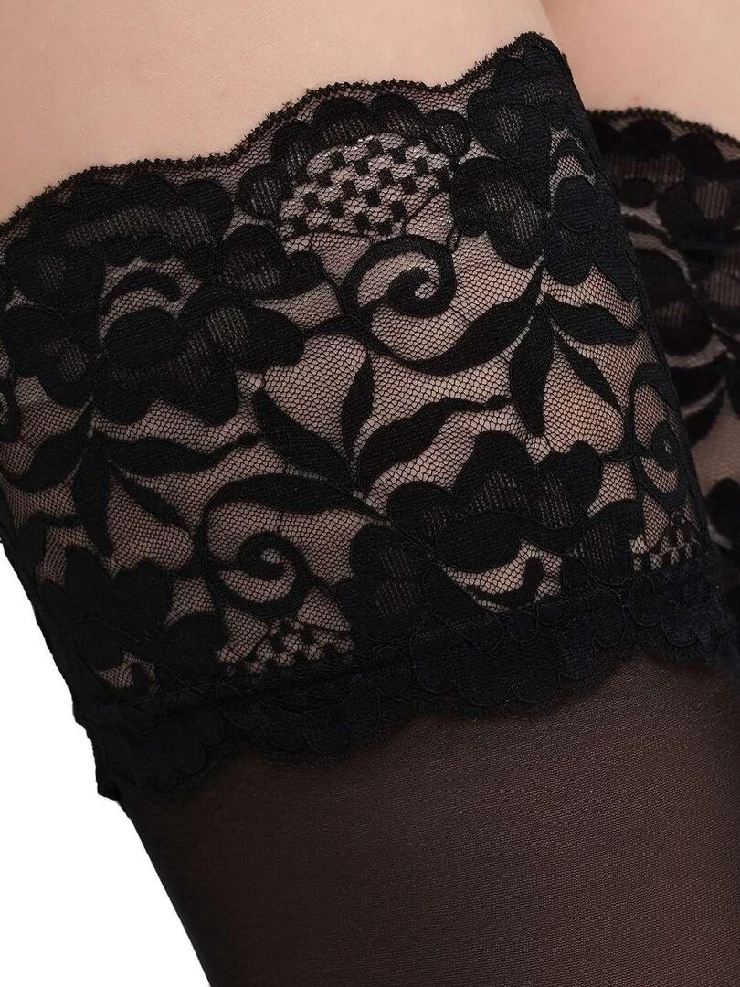 Giulia   Passion Seductive 20den Bas autofixants   avec ceinture haute en dentelle florale Noir  M/L   Noir