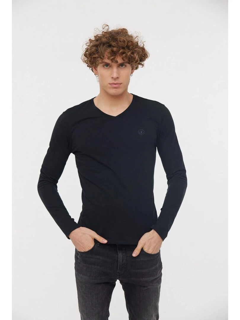 Lee Cooper T Shirt manches longues coton regular AJESSY Noir