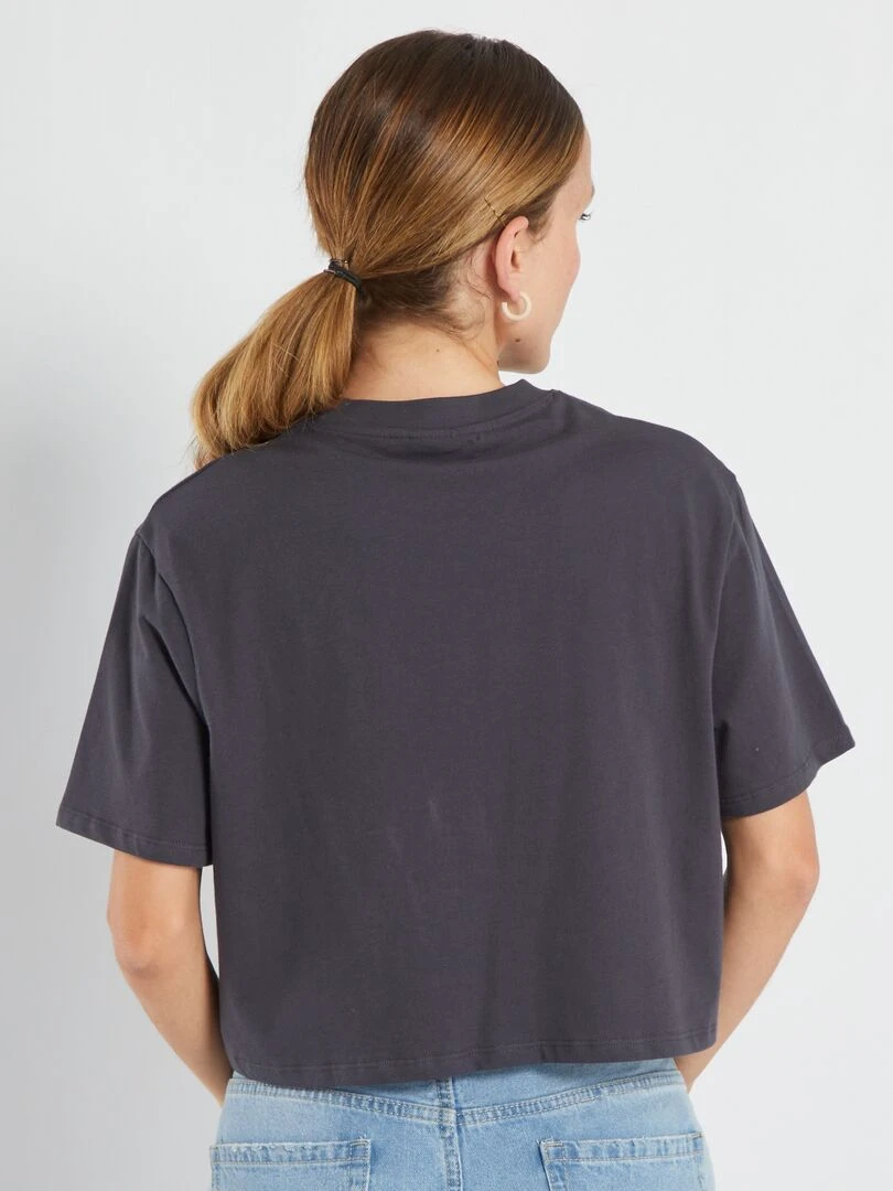 T shirt 'Stitch' 'Disney' Cropped et oversize Gris anthracite