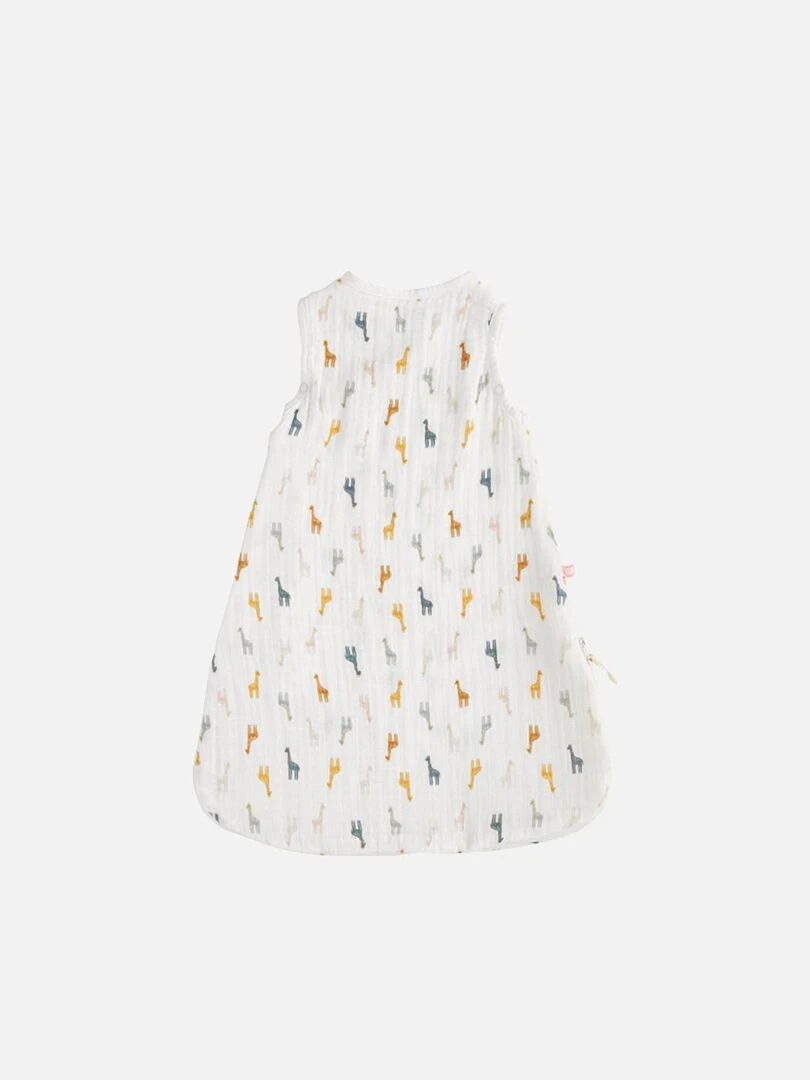 Gigoteuse lit 50 cm imprimée girafes  MOUSSELINE BIO   Blanc