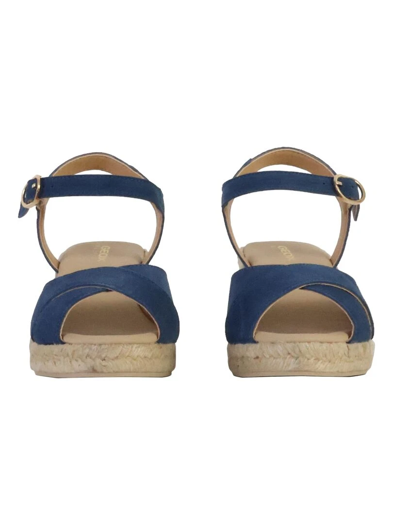 Sandales Compensées Cuir Geox Gelsa   Bleu