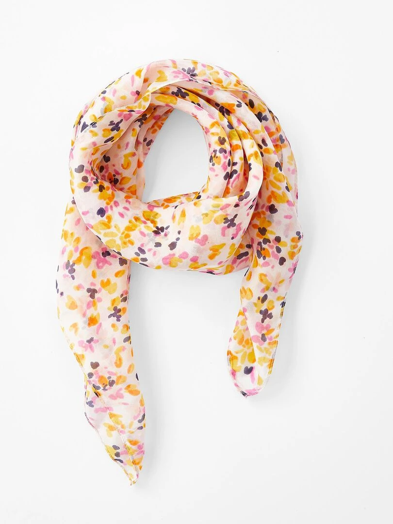 Foulard carré de soie Damart Jaune