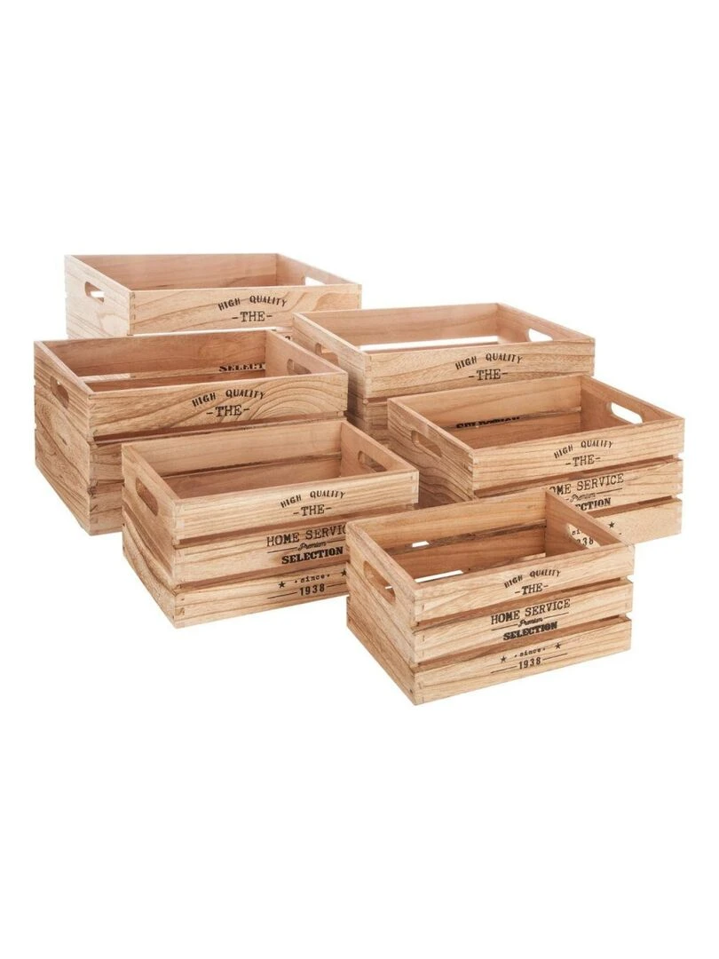 Ensemble de 6 caisses cagettes facto naturel Beige