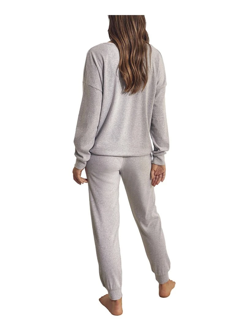 Pyjama pantalon top manches longues Cotton Gris