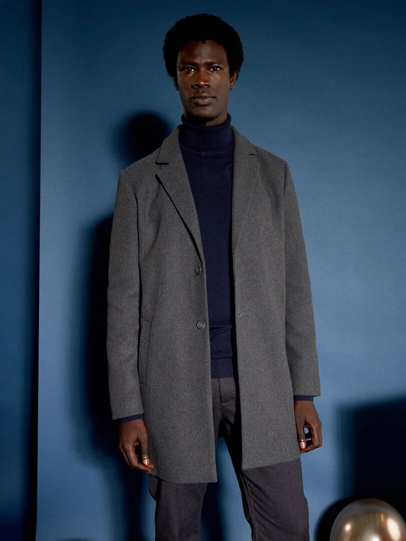 Manteau long avec ouverture boutonnée   Gris