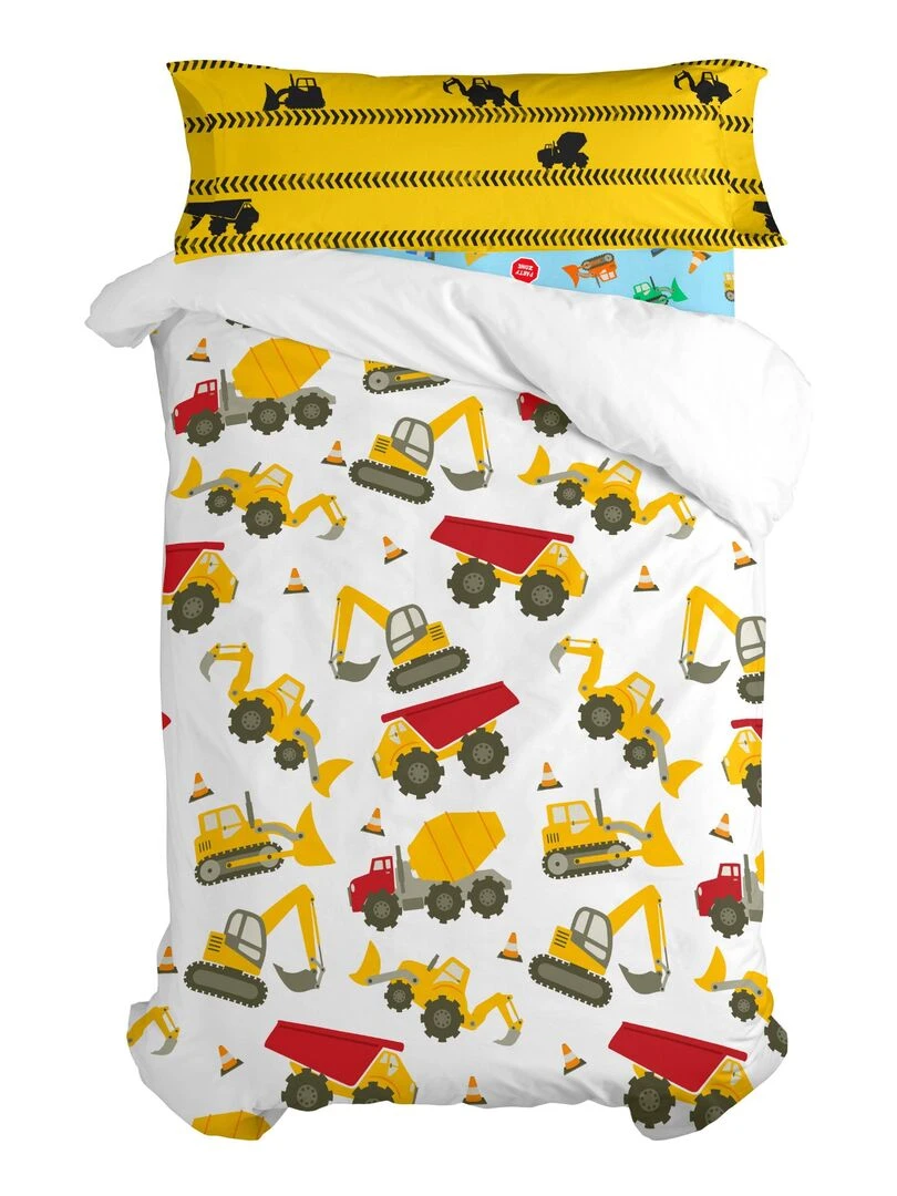 Parure housse de couette 2 pièces Machinery "Happyfriday"   Blanc
