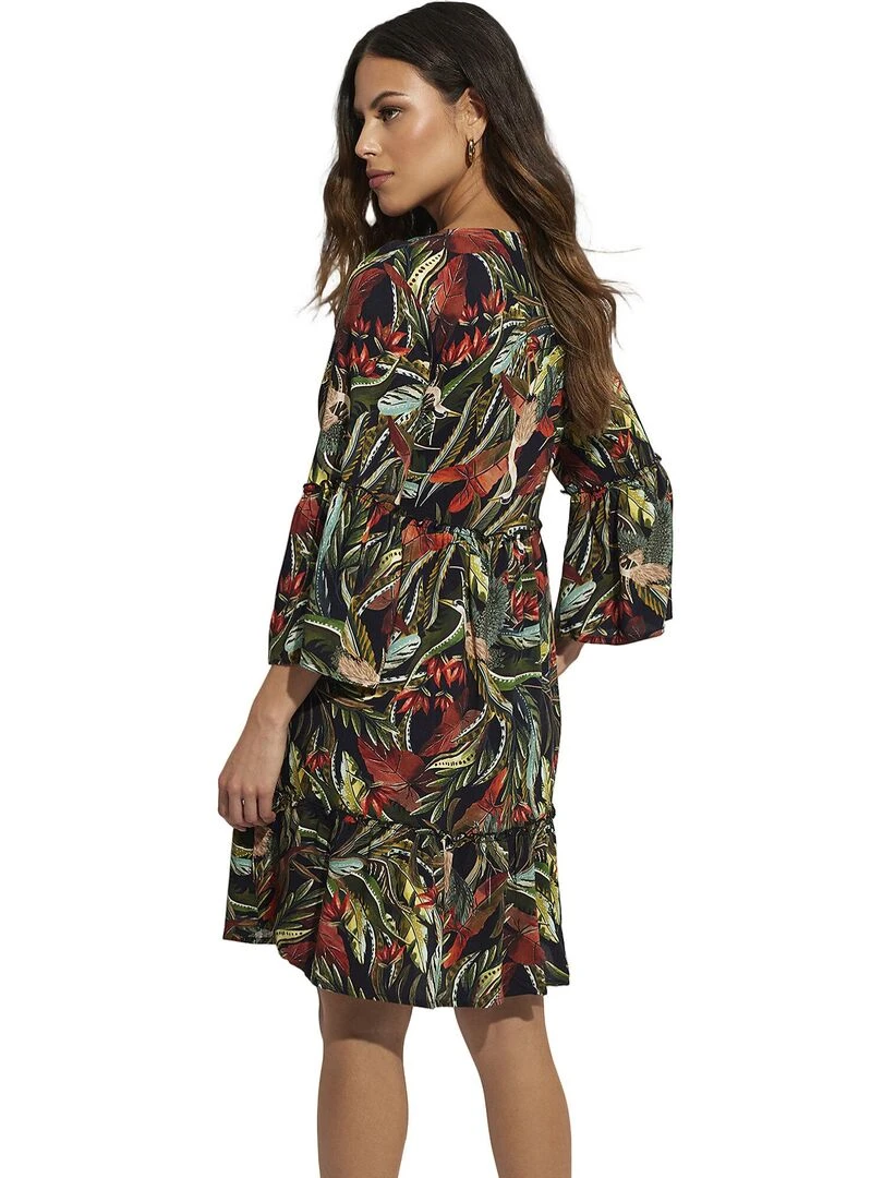 Robe de plage manches trois quarts Galapagos Noir